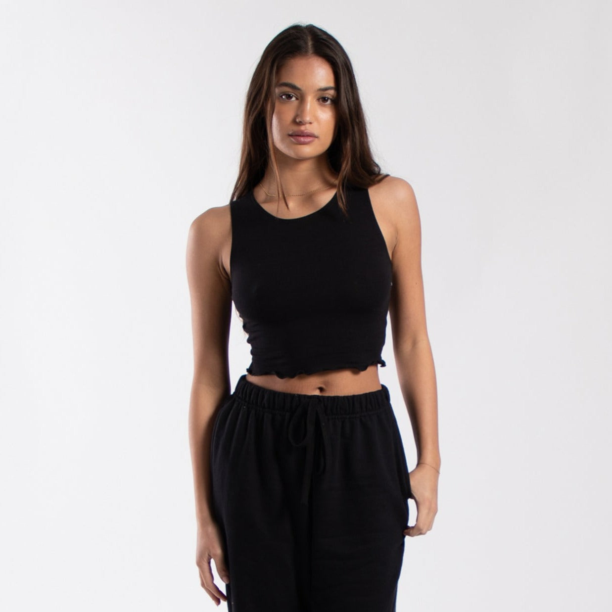 Cropped Lettuce Trim Muscle Tank