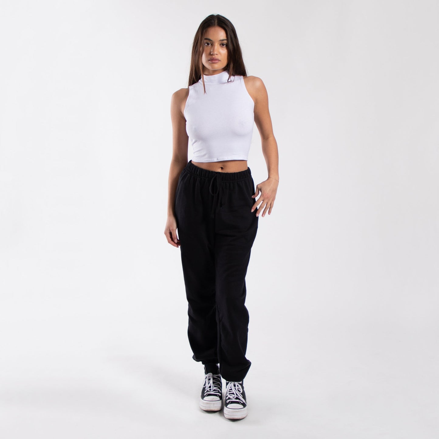 Mock Neck Cropped Muscle Tank